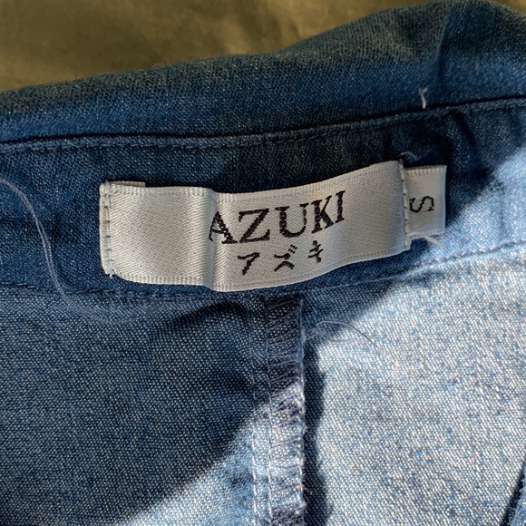 Stretchy Denim Button Down Dress with Waist Tie - Picture 10 of 12